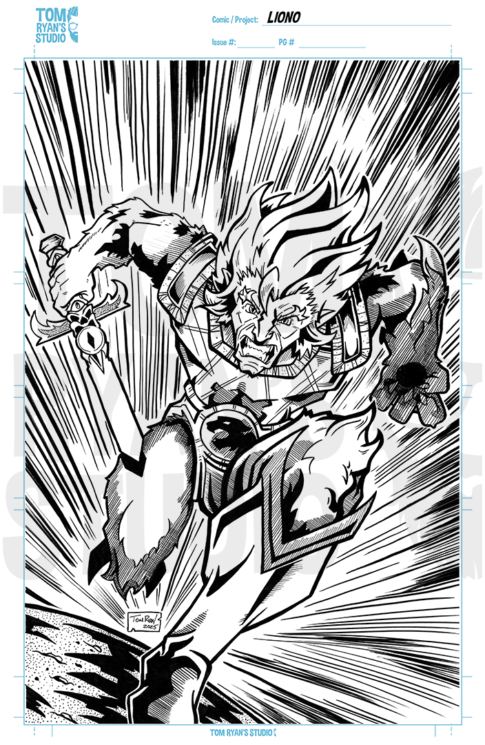 LionO, Mummra, Thunder Cats, Sword of Omens, Pen and Ink, Comic Art