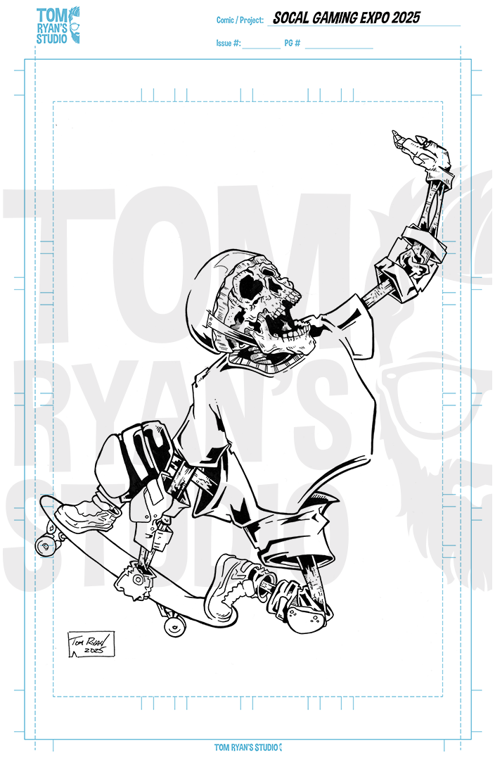 So Cal Gaming Expo, Skate or Die, Pen and Ink, Comic Art