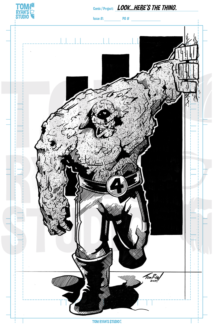 The Thing, Fantastic Four, Pen and Ink, Comic Art