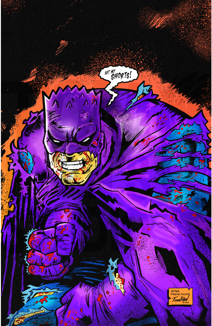 Frank Miller Batman mixed with The Simpson's Bart Man
